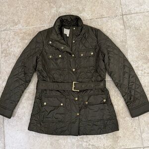 Banana Republic Women’s Olive Green Quilted Utility Jacket with Belt